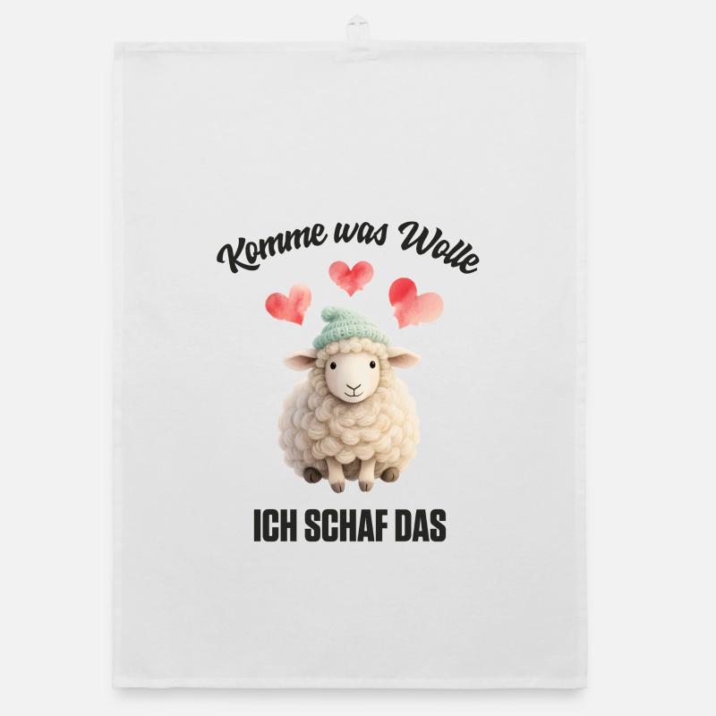 Komme was Wolle ich Schaf das - Organic Geschirrtuch - Weiß