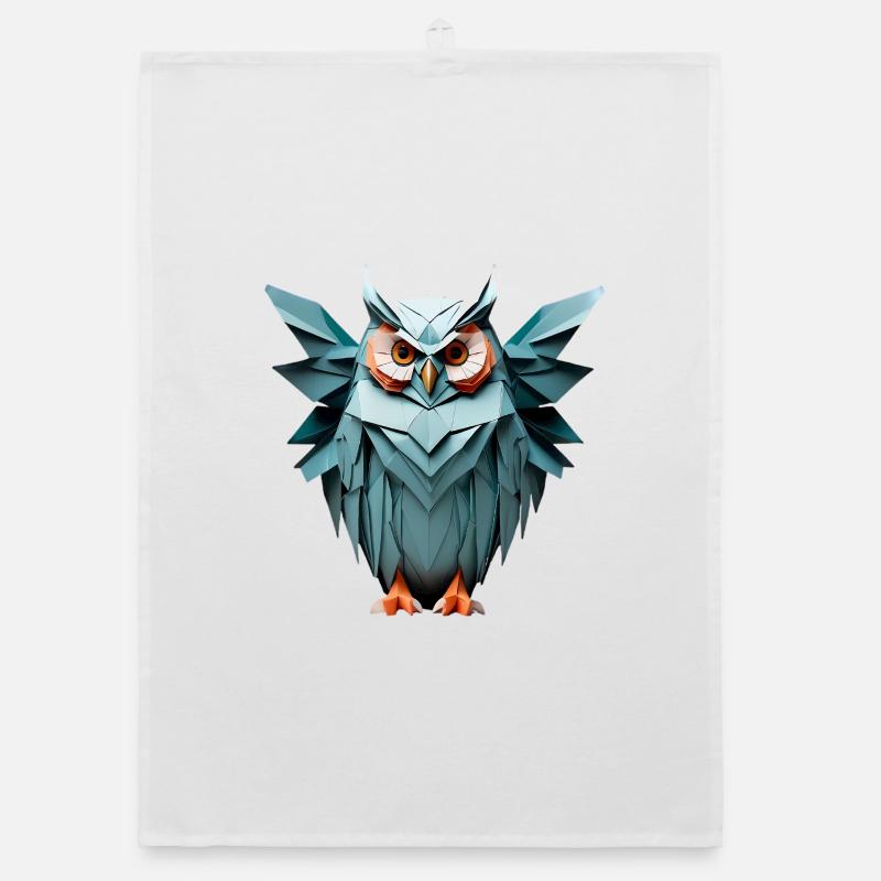 Blau Low-Poly Eule Design Organic Geschirrtuch