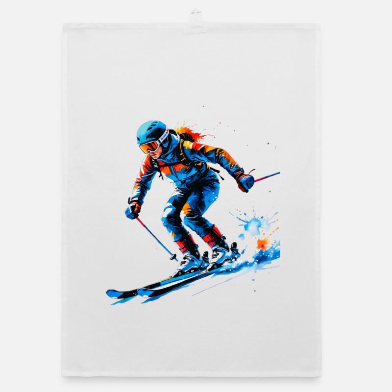 Paint splash ski movement Organic dish towel