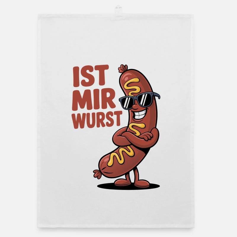 Ist mir Wurst – cooler Spruch mit Witz - Organic Geschirrtuch - Weiß