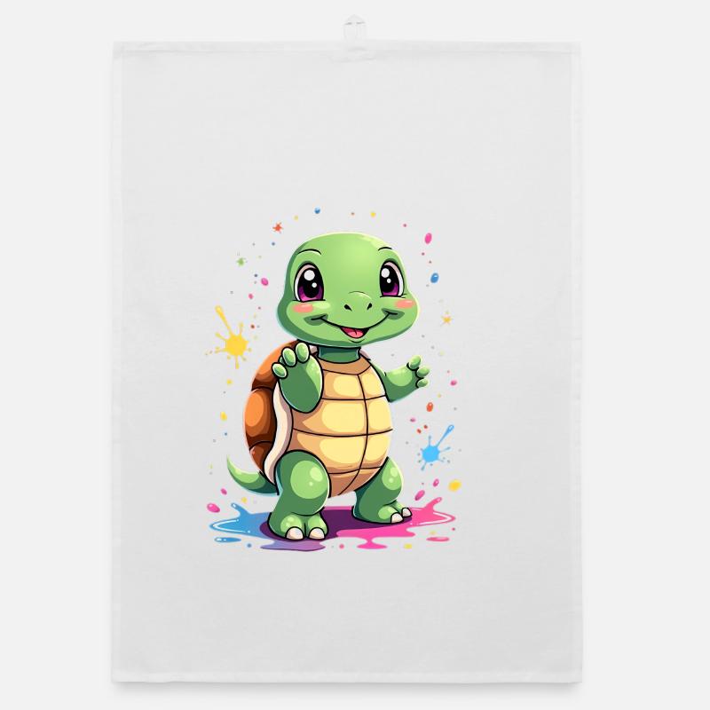 Turtle Paint Splash Fun Organic dish towel