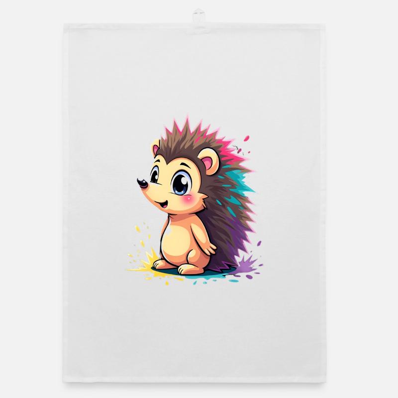 Rainbow spine hedgehog Organic dish towel