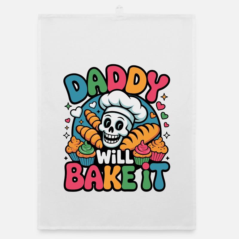 DADDY WILL BAKE IT Skull Bakery Design Organic dish towel