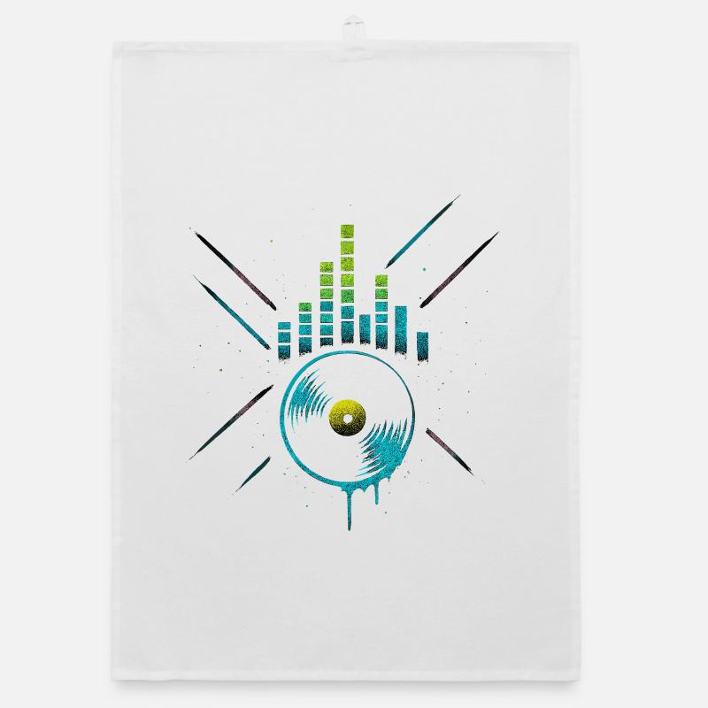 Neon Vinyl Equalizer, Club Techno Beats Organic Geschirrtuch