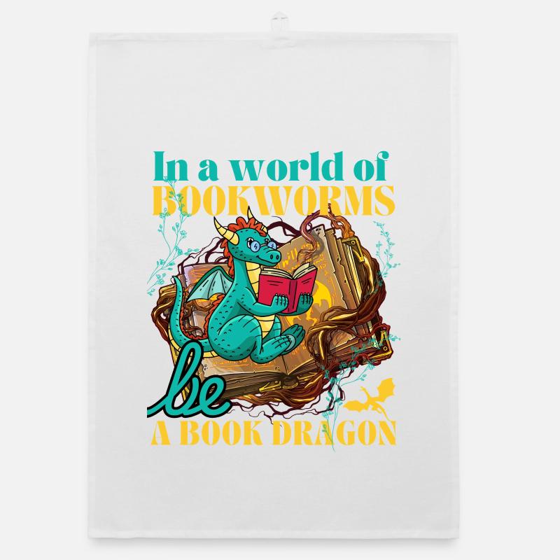 In einer Welt voller Bücherwarms sei ein Drache Organic Geschirrtuch