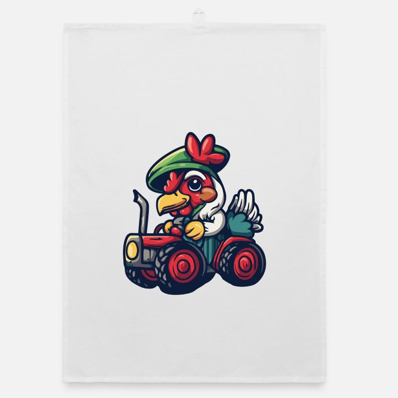 Rooster Tractor Farmer Organic dish towel