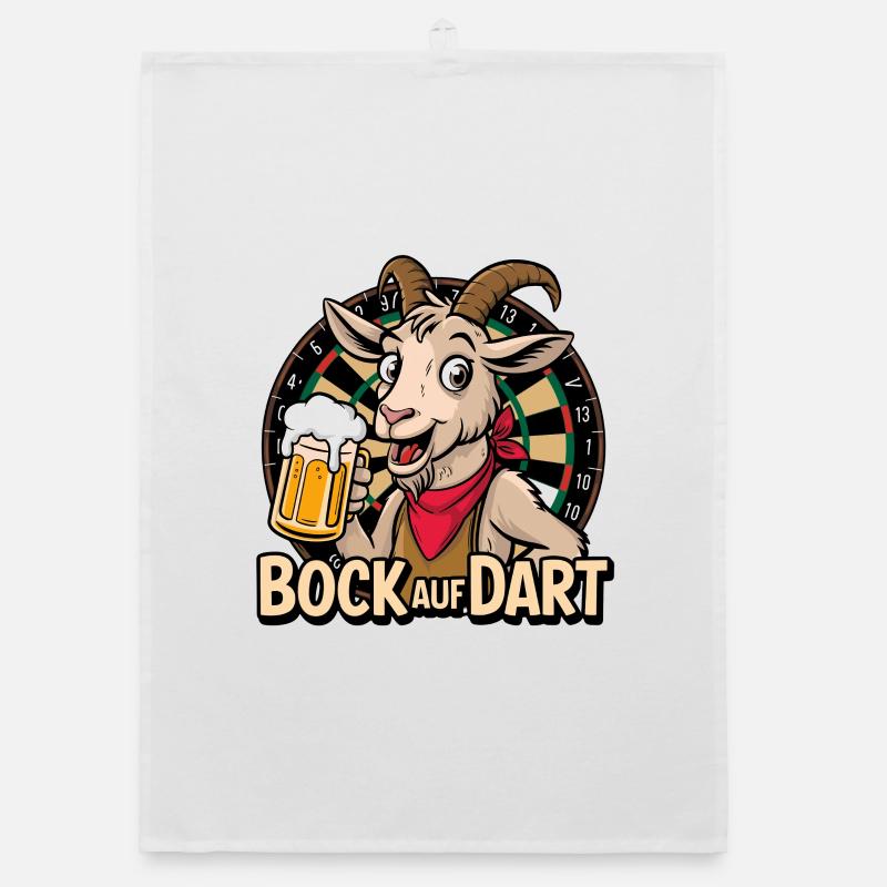 Bock sur une chèvre à fléchettes avec une chope de bière Torchon bio