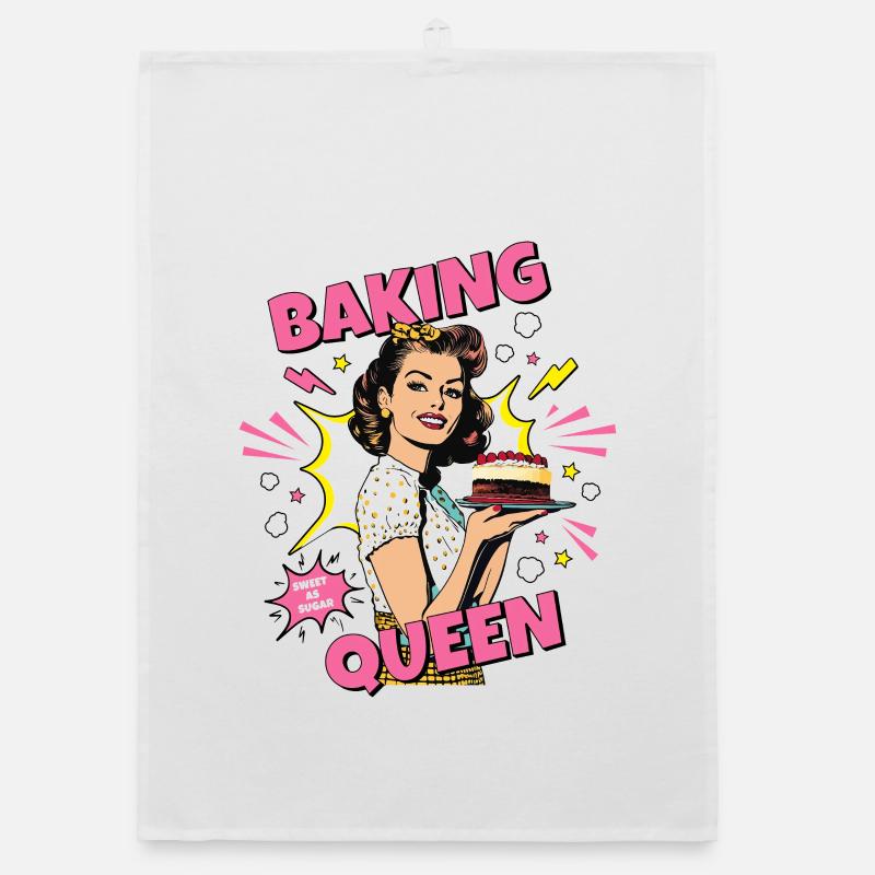 Baking Cake Baking Queen Baking Fairy Baker Pop Art Organic dish towel