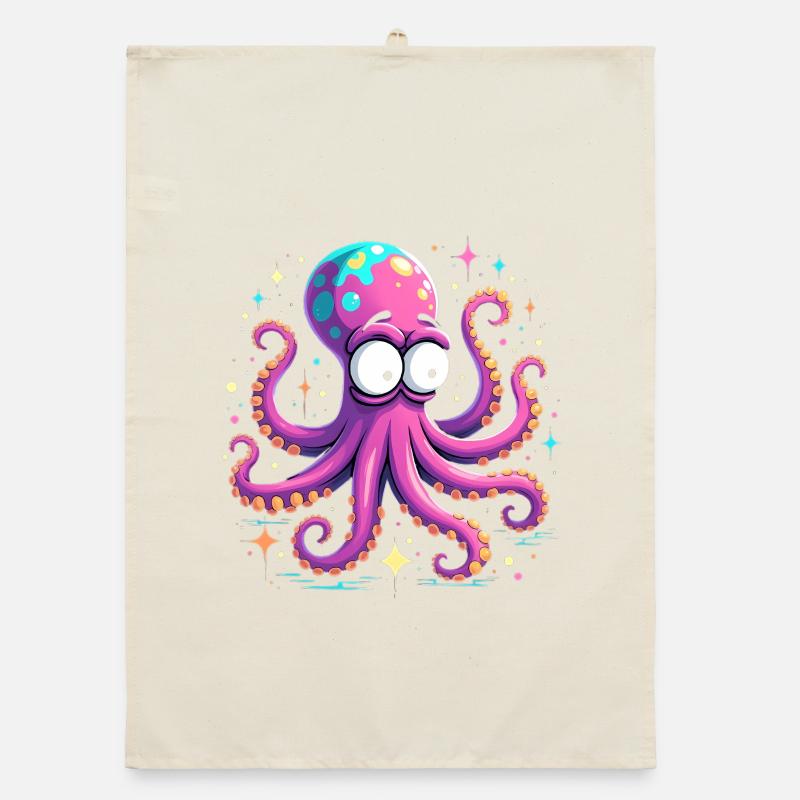 Explosion de couleurs de pieuvre néon Torchon bio