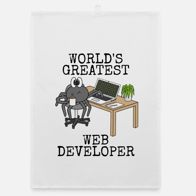 World's Greatest Web Developer, Spider Funny Organic dish towel