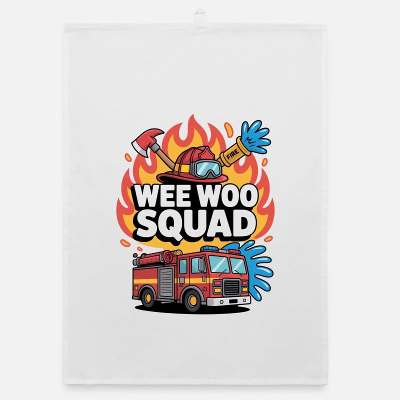 Wee Woo Squad Feuerwehrauto Feuerwehrmann Organic Geschirrtuch