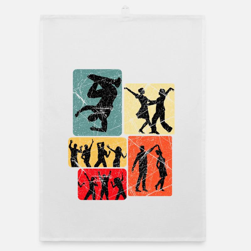 Silhouettes de danse dans un bloc rétro Torchon bio