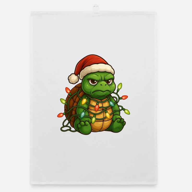 Grumpy Turtle Santa Hat Fairy Lights To Organic dish towel