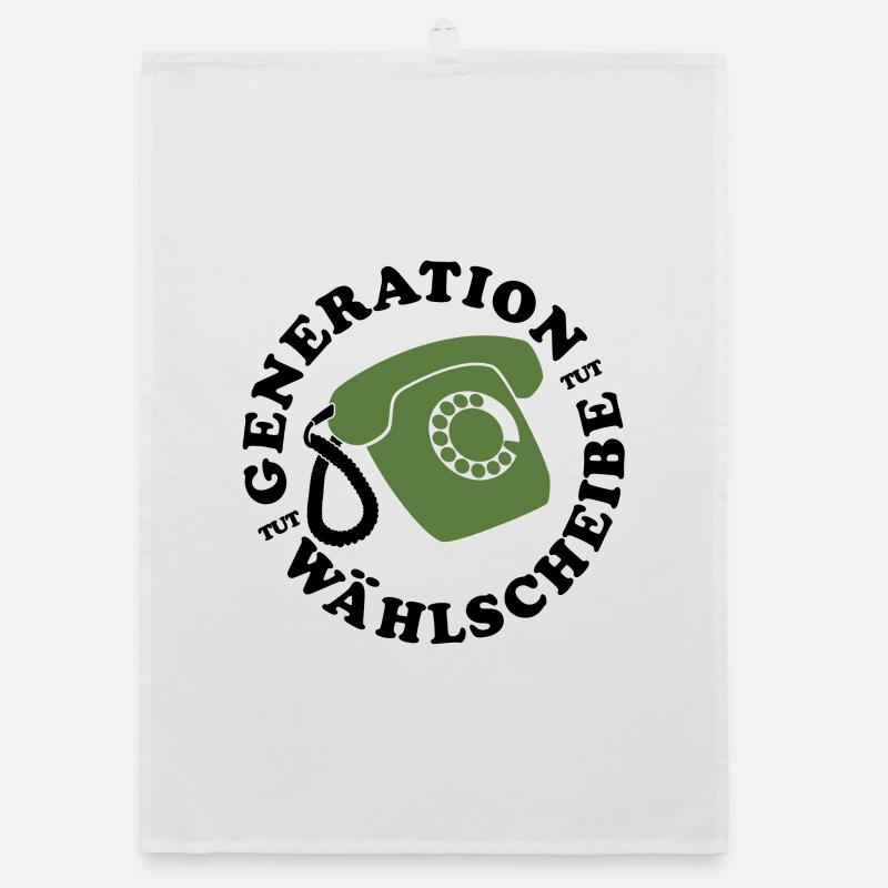 Generation Wählscheibe Festnetz Telefon - Organic Geschirrtuch - Weiß