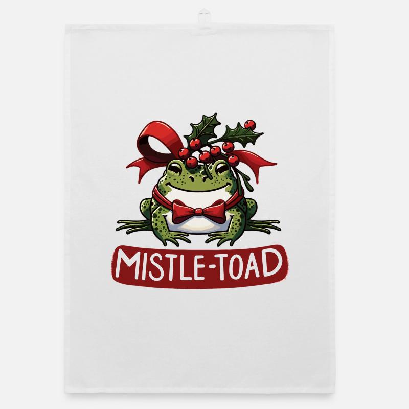 Gui et crapaud : jeu de mots drôle sur le crapaud de Noël Torchon bio