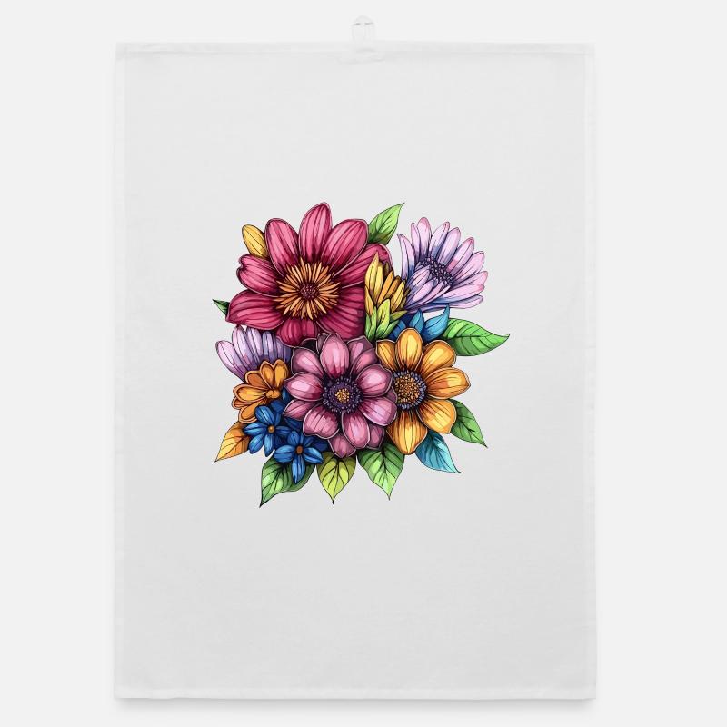 Blütenwirbel Farbexplosion Organic Geschirrtuch