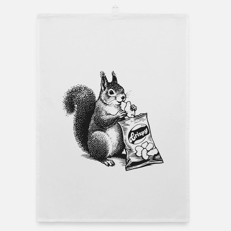 Eichhornchen mit Chips Organic Geschirrtuch