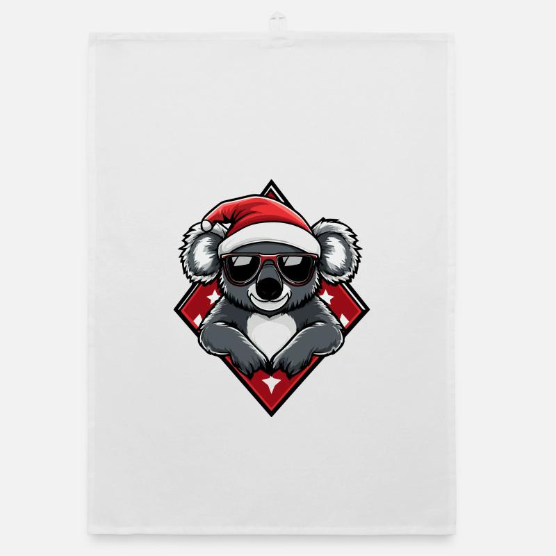 Christmas Koala with Sunglasses Organic dish towel