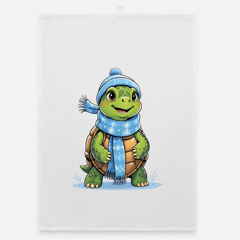 Winter Scarf Turtle Organic dish towel