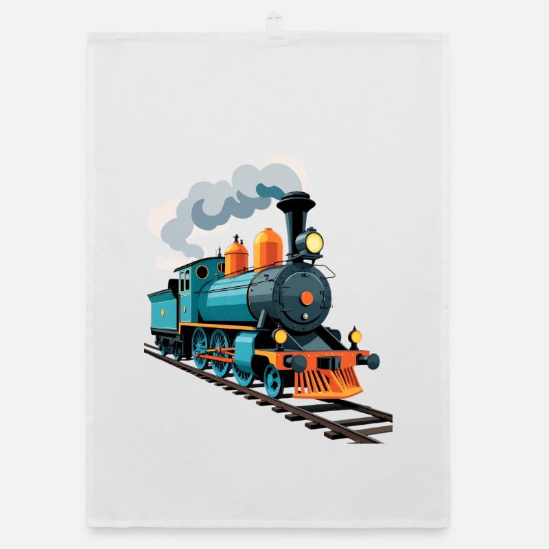 Dampflok Farbexplosion Organic Geschirrtuch