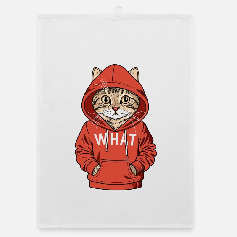 Chat drôle et cool en sweat à capuche QUOI Torchon bio