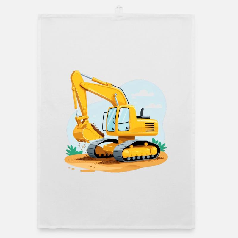 Small excavator on construction site Organic dish towel