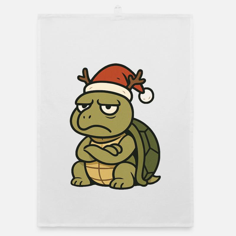 Grim Christmas Turtle Organic dish towel