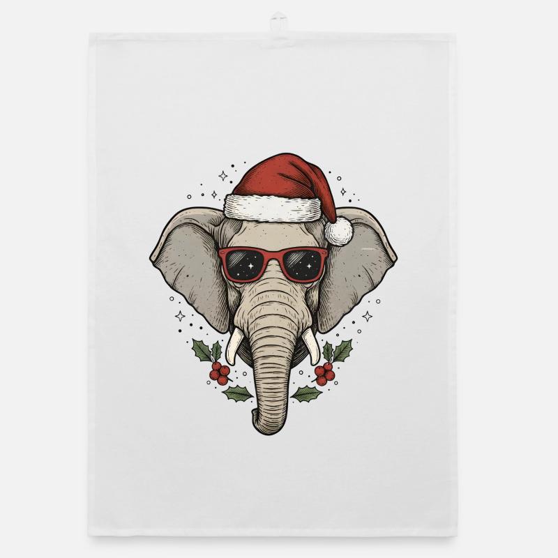 Christmas Elephant Funny Organic dish towel