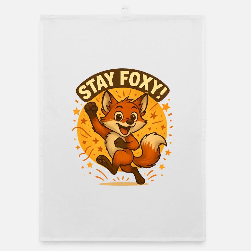 Stay Foxy Fuchs Illustration - Organic Geschirrtuch - Weiß