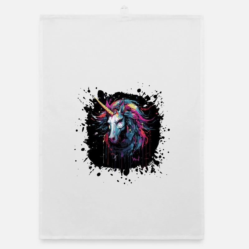 Art de licorne en éclaboussures de couleur Torchon bio