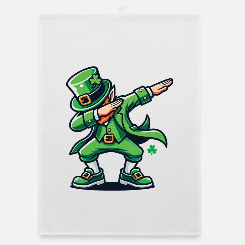 Dabbing Leprechaun Shenanigans St. Patrick's Day Organic dish towel