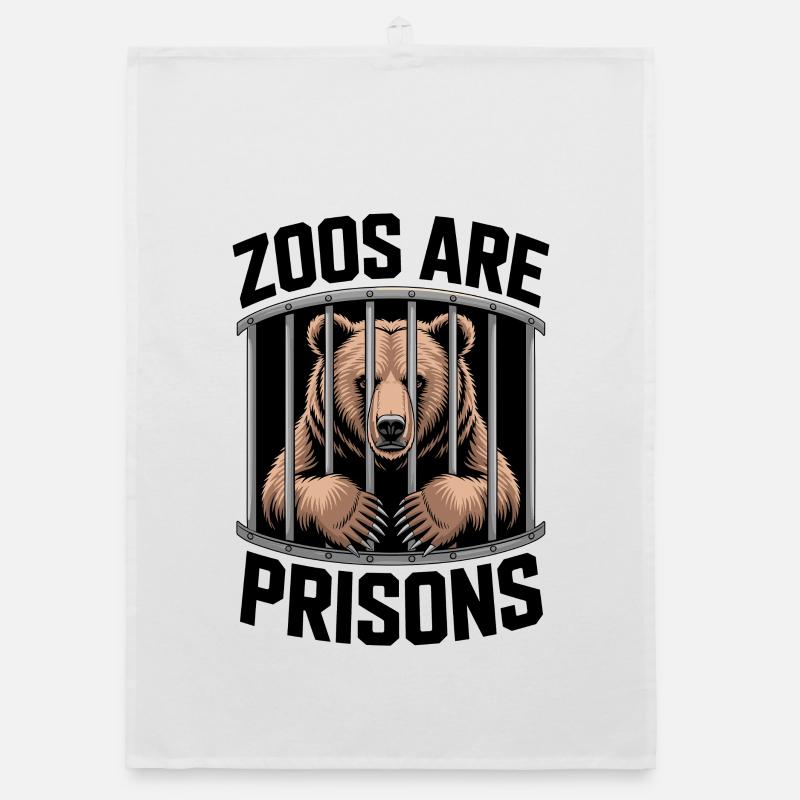 Bär hinter Gittern Motiv Organic Geschirrtuch