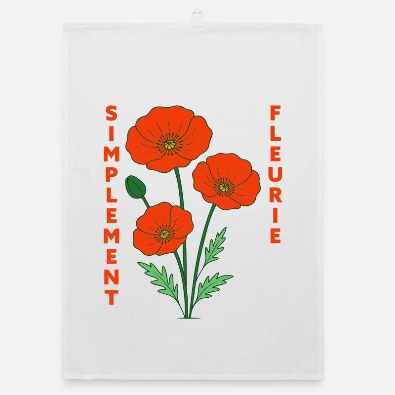 Simplement fleurie - Illustration florale rétro Torchon bio