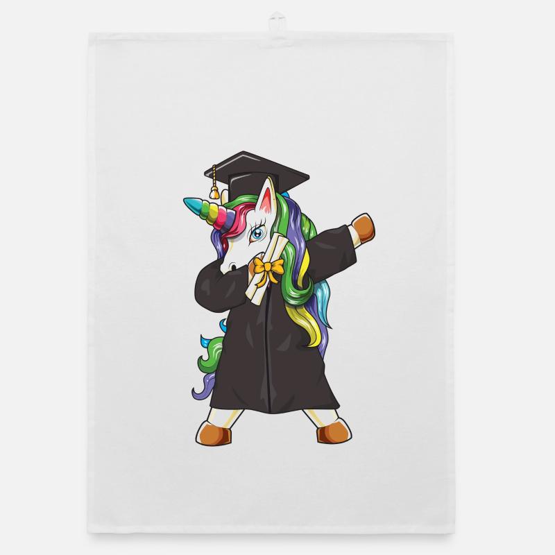 Dabbing Unicorn Graduate Class 2026 Diploma Funny  Organic dish towel
