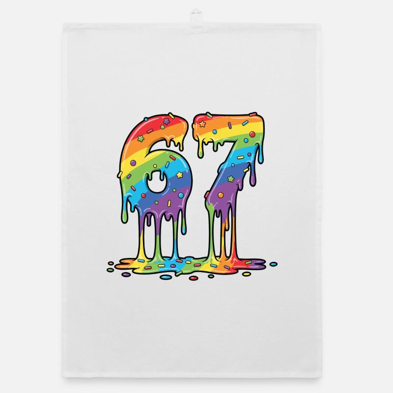 Rainbow 67 Meme Celebration Organic dish towel