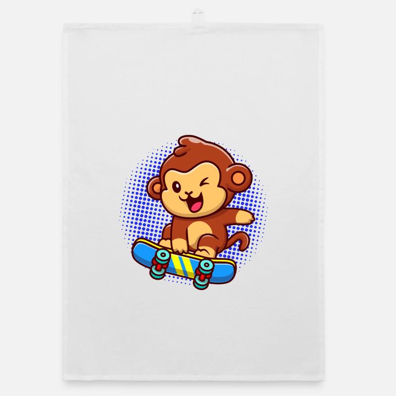 I've had enough, I'm going skating, monkey! Organic dish towel