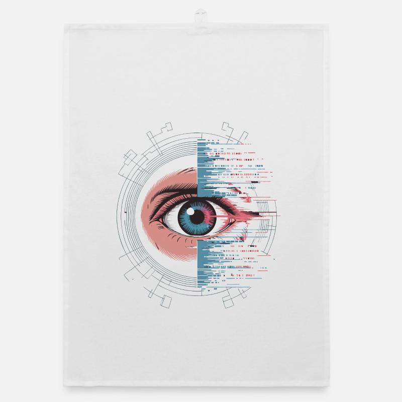 Futuristic eye with glitch effect Organic dish towel
