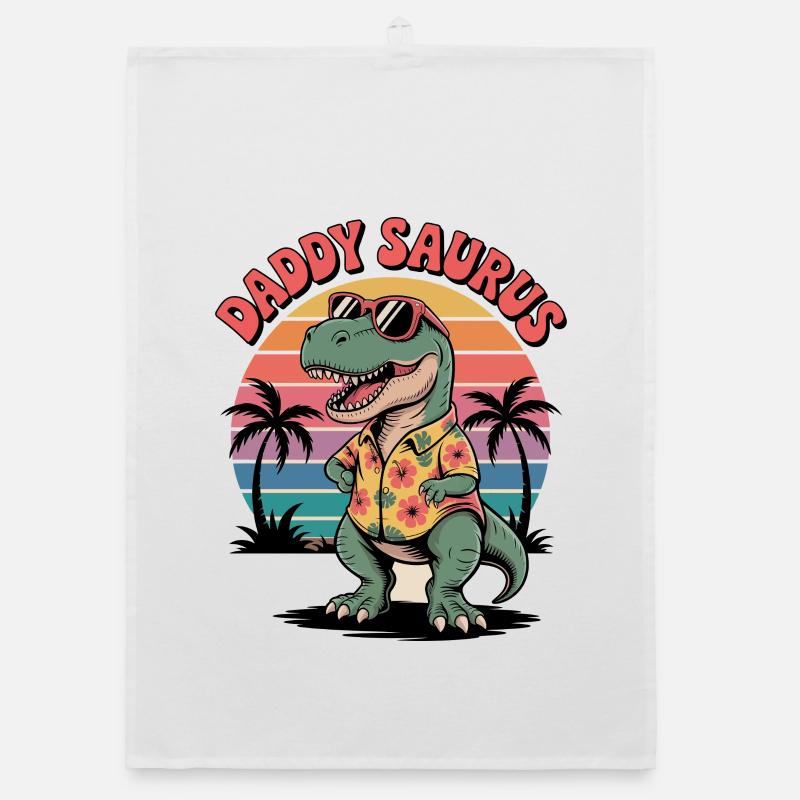 Daddy Saurus Dinosaur  Organic dish towel
