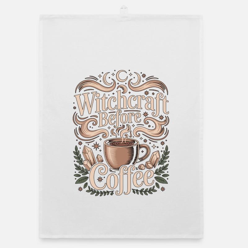 Witchcraft Before Coffee Moon Magic Coffee Lover Organic dish towel