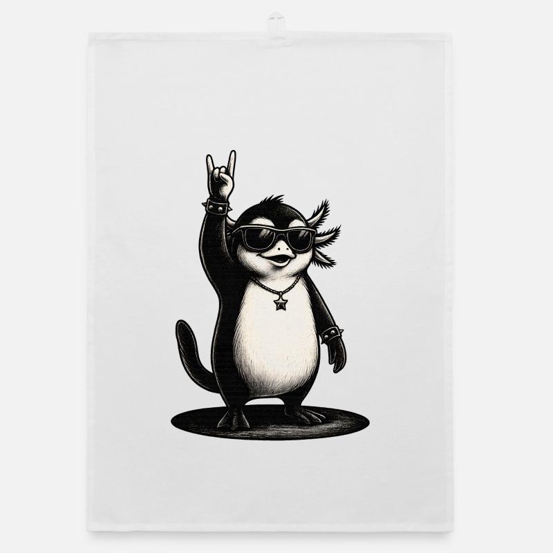 Rock N Roll Pinguin Mit Sonnenbrille Organic Geschirrtuch