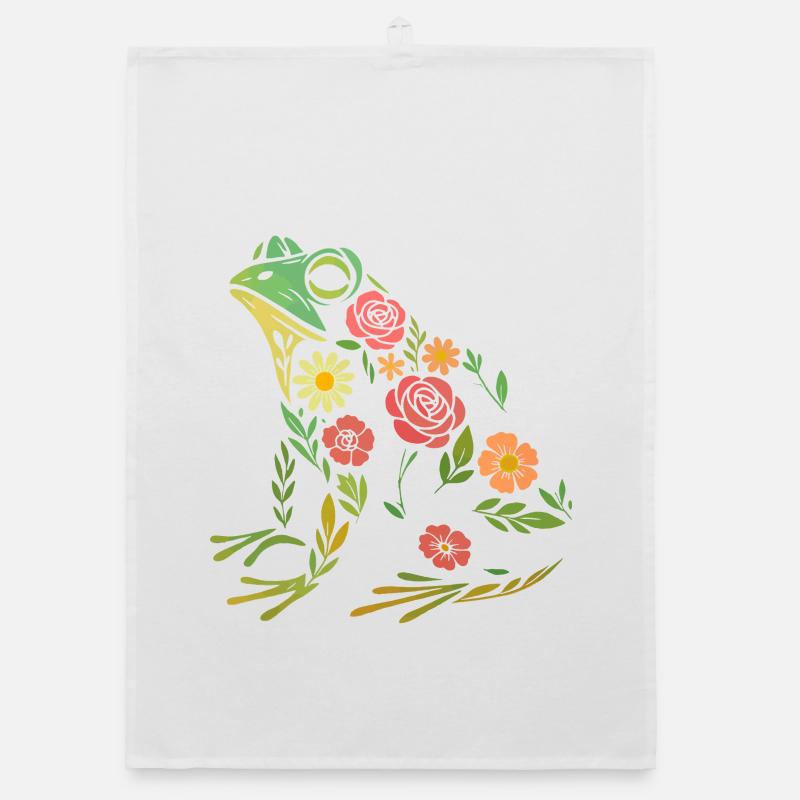 Frog Flowers Organic dish towel