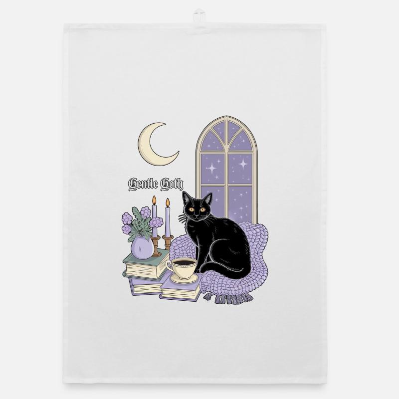 Chat gothique doux, douillet gothique Torchon bio