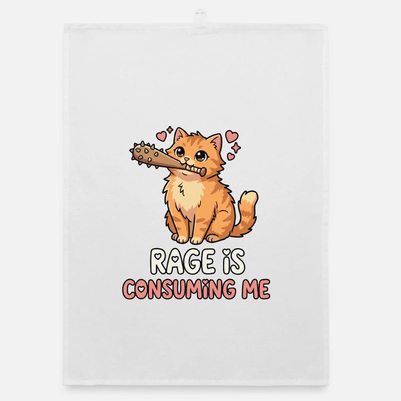 Rage Is Consuming Me Cute Cat Meme Organic dish towel