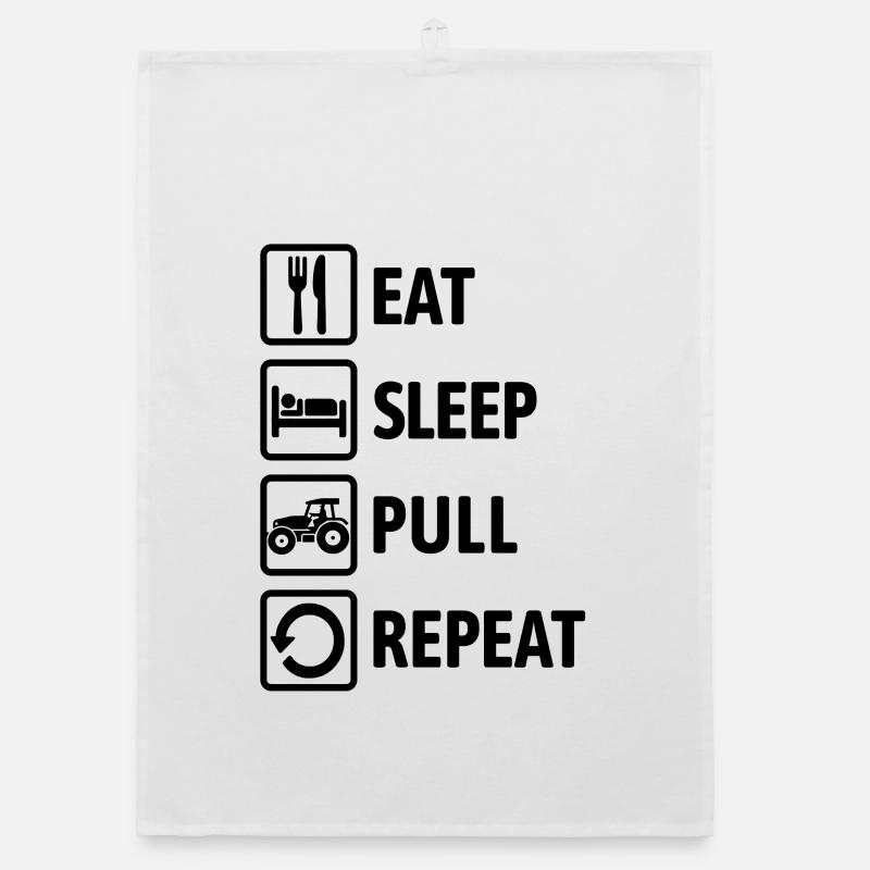 Eat Sleep Pull Repeat - Traktor fahren - Bauer Organic Geschirrtuch