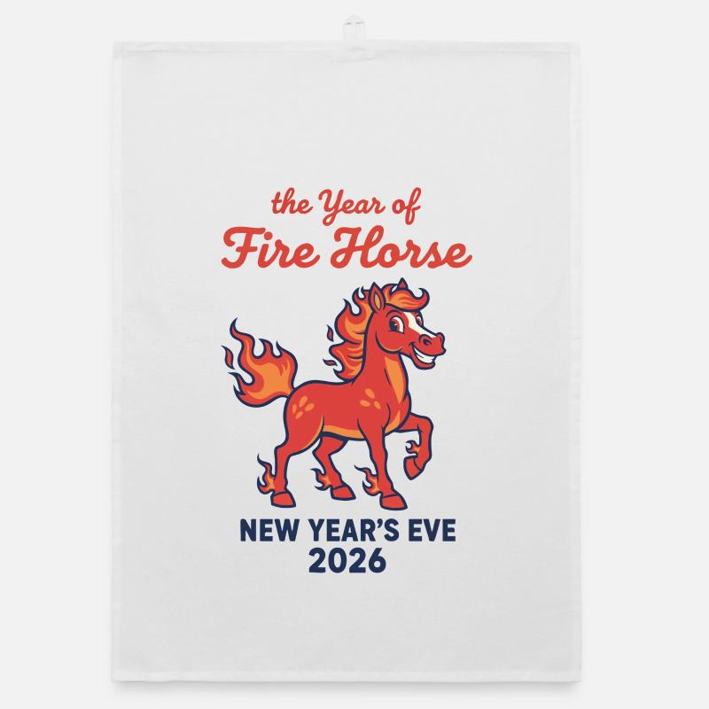 L’Année du Cheval de Feu Réveillon 2026 Torchon bio