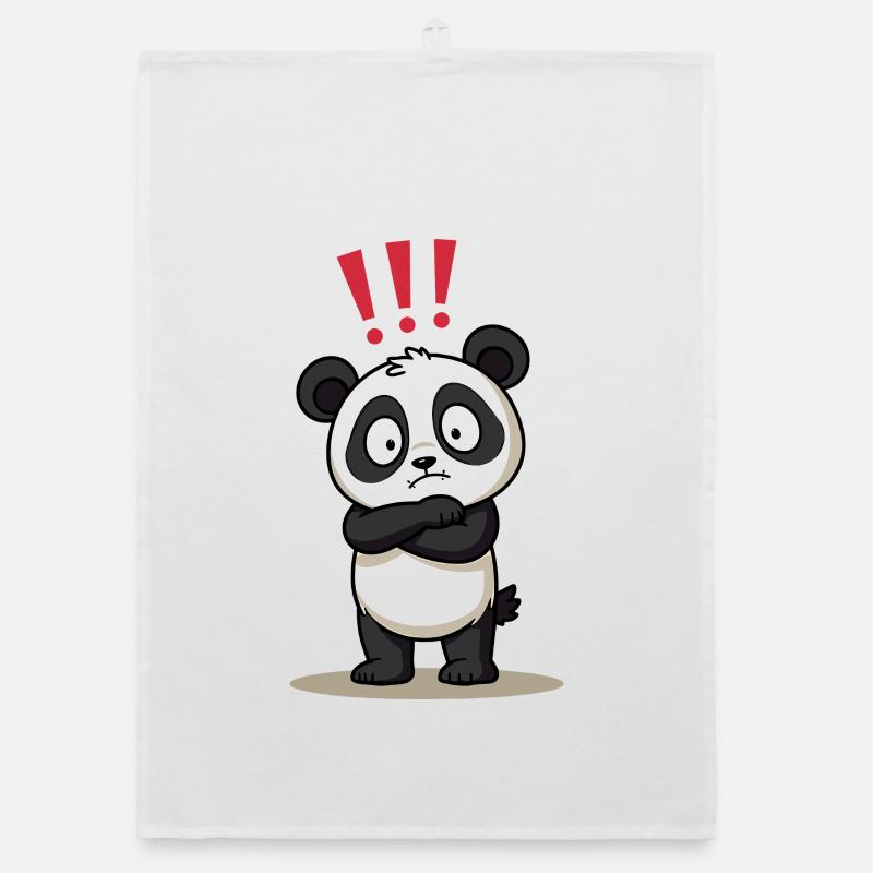 Skeptical Panda with Exclamation Point Humor Organic dish towel