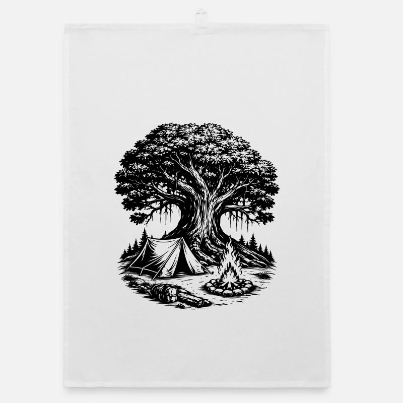 Camping Tent Forest Tree Organic dish towel