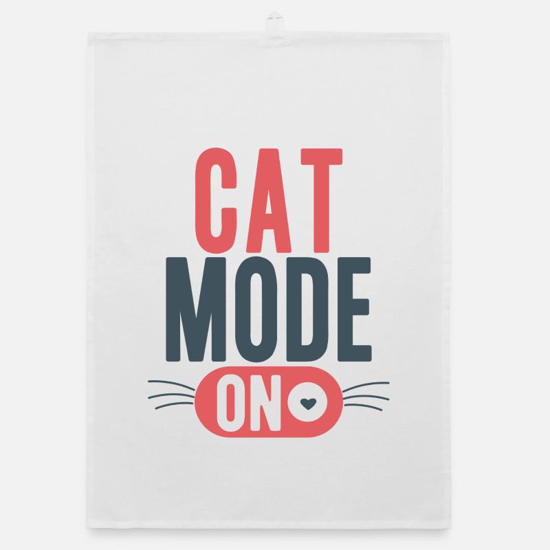 Cat Mode On Whisker Switch Typography Organic dish towel
