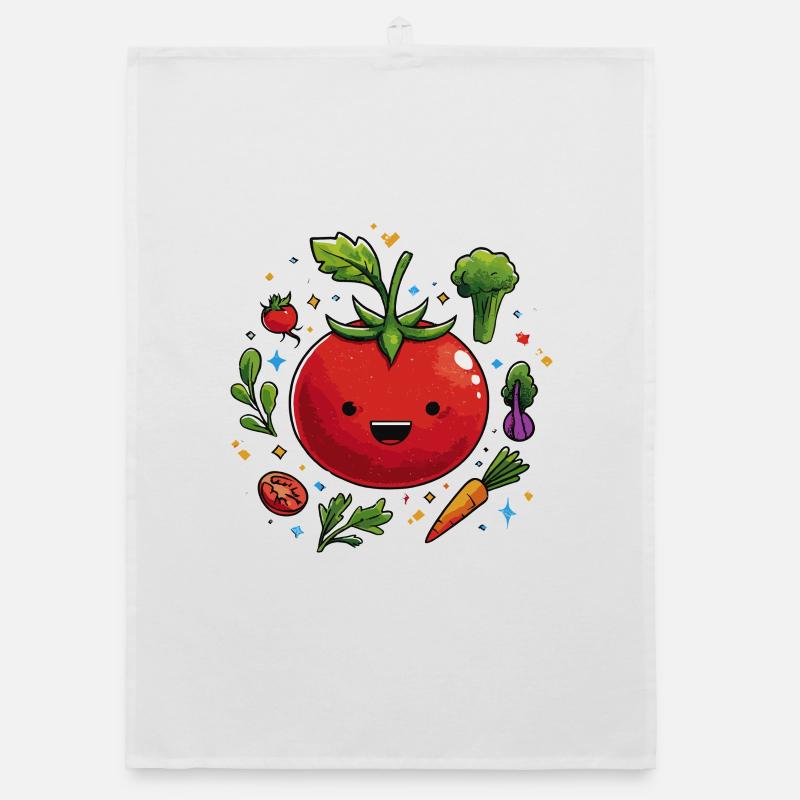 Happy tomato in the vegetable circle Organic dish towel