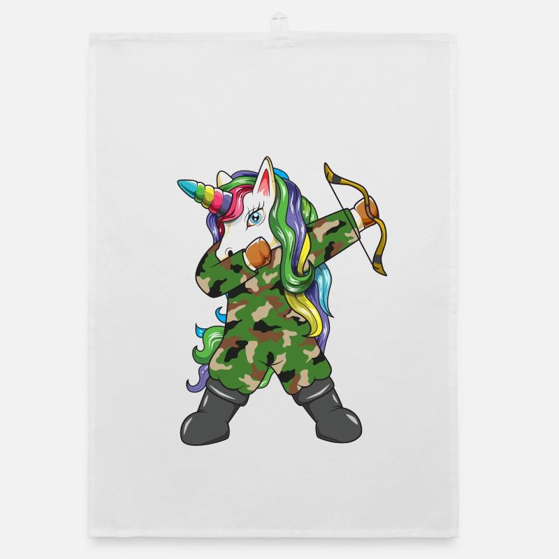 Dabbing Unicorn Hunter Camo Archer Bow Hunter Organic dish towel